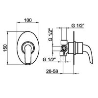 Смеситель для душа встраиваемый Webert Aria , белый/хром арт-AC0680844 — фото 2, Встраиваемые смесители для душа