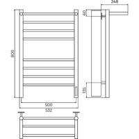Полотенцесушитель электрический с полкой Terminus Аврора П8 50х80 КС, черный муар 4670078556981 — фото 2, Электрические полотенцесушители