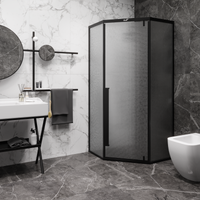 Душевой уголок Ceruttispa 90x90 C3ABD профиль Черный стекло рифленое — фото 7, Душевые уголки трапеция