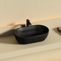 Раковина CERAMICANOVA Twist накладная овальной формы 500x300x140 черный матовый арт-CN12001MB — фото 2, Раковины накладные