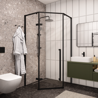 Душевой уголок Ceruttispa 100х100 C2A профиль Черный матовый стекло прозрачное — фото 6, Душевые уголки трапеция