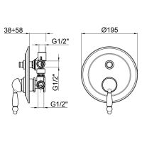 Смеситель для душа встраиваемый Webert Dorian , бронза арт-DO860101065 — фото 2, Встраиваемые смесители для душа