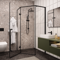 Душевой уголок Ceruttispa 100х100 C2A профиль Черный матовый стекло прозрачное — фото 8, Душевые уголки трапеция