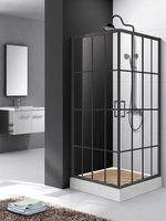 Душевой уголок Ceruttispa Muza 90x90 профиль Черный стекло прозрачное с рисунком — фото 1, Квадратные душевые уголки