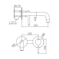 Смеситель для раковины встраиваемый Splenka , графит арт-S221.11.09 — фото 2, Смесители для раковины