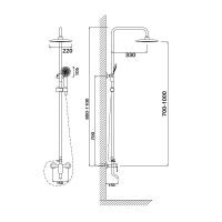 Душевая система Сантаком stOmega 7703, хром — фото 2, Душевые стойки