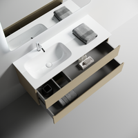 Тумба подвесная SANCOS Folk левая 1190х445х500, c двумя ящиками оснащенными доводчиками, Капучино, арт. арт-FL120LCP — фото 2, Тумбы под раковину