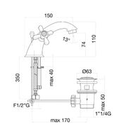 Смеситель для раковины Fiore MARGOT SKY (SWAROVSKI®) , хром/золото арт-01CO0622 — фото 2, Смесители для раковины