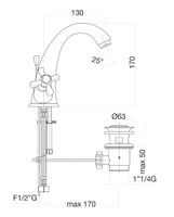 Смеситель для раковины Fiore MARGOT , золото арт-26OO0623 — фото 2, Смесители для раковины