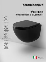 Унитаз Ceramicanova Vogue CN4008TMB подвесной Черный матовый с сиденьем Микролифт — фото 19, Подвесные унитазы