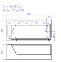 Акриловая ванна Ceruttispa 170x80 L C-494-17L 9947 с гидромассажем — фото 12, Акриловые ванны