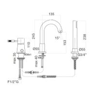 Смеситель на борт ванны Webert Rimini , белый арт-RI850701740 — фото 2, Смесители на борт ванны