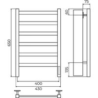 Товар: Полотенцесушитель электрический Terminus Ното П6 40х65 4670078557162 - фото 2 Полотенцесушитель электрический Terminus Ното П6 40х65 4670078557162 — фото 2, Электрические полотенцесушители