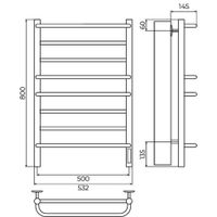 Полотенцесушитель электрический Terminus Евромикс П8 50х80 КС 905, черный матовый 4670078557087 — фото 2, Электрические полотенцесушители