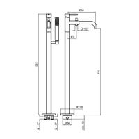 Смеситель для ванны напольный Webert Elio , никель арт-EL851101345 — фото 2, Смесители напольные