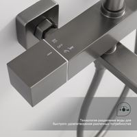 Товар: Душевая система с термостатом Splenka , графит арт-S224.26.09 - фото 7 Душевая система с термостатом Splenka , графит арт-S224.26.09 — фото 7, Душевые стойки