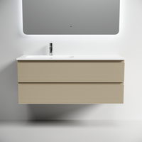 Тумба подвесная SANCOS Folk левая 1190х445х500, c двумя ящиками оснащенными доводчиками, Капучино, арт. арт-FL120LCP — фото 1, Тумбы под раковину