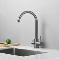 Смеситель для кухни с подключением фильтра воды Haiba , оружейная сталь арт-HB43828-3 — фото 3, Смесители для кухни