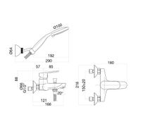 Смеситель для ванны Fiore KEVON CHIC , хром/черный арт-81BX8150 — фото 2, Смеситель для ванны