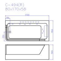 Акриловая ванна Ceruttispa 170x80 R C-494-17R 9948 с гидромассажем — фото 12, Акриловые ванны