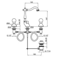 Смеситель для раковины Webert Karenina , хром/золото арт-KA750202017 — фото 2, Смесители для раковины