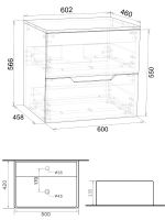 Orange Line Li-60TuwMDF+B04-500W тумба с раковиной подвесная 60 см, белый Li-60TuwMDF+B04-500W — фото 1, Тумбы с раковиной