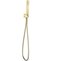 Savona комплект: выход из стены, лейка латунь, шланг 1500мм, золото шлифованное арт-AQM8712BG — фото 1, Душевые гарнитуры на держателе