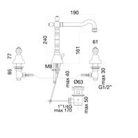 Смеситель для раковины Fiore COLONIALE SKY (SWAROVSKI®) , золото арт-03OO0637 — фото 2, Смесители для раковины