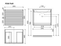 Тумба подвесная SANCOS Folk 590х445х500, c двумя ящиками оснащенными доводчиками, Капучино, арт. арт-FL60CP — фото 6, Тумбы под раковину