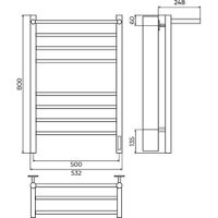 Полотенцесушитель электрический с полкой Terminus Аврора П8 50х80 КС 903, белый матовый 4670078554208 — фото 2, Электрические полотенцесушители