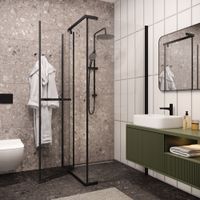 Душевой уголок Ceruttispa Mimi 90x90 MIMI ZQ91B 9284 профиль Черный матовый стекло прозрачное — фото 3, Квадратные душевые уголки