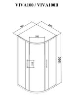 Душевой уголок Ceruttispa Viva 100x100 VIVA100B 8412 профиль Черный стекло прозрачное — фото 7, Душевые уголки четверть круга