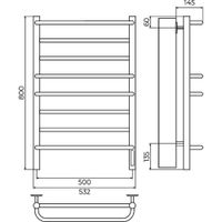 Полотенцесушитель электрический Terminus Евромикс П8 50х80 КС, черный муар 4670078557094 — фото 2, Электрические полотенцесушители