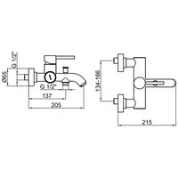 Смеситель для ванны с душем Webert Elio арт-EL850102015 — фото 3, Смеситель для ванны