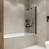 Шторка на ванну распашная Terminus Ното 150х70 тонированная, черный 2CW150х70BT — фото 4, Шторы для ванной