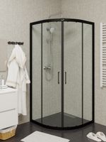 Душевой уголок Ceruttispa Viva 100x100 VIVA100B 8412 профиль Черный стекло прозрачное — фото 2, Душевые уголки четверть круга