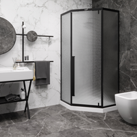 Душевой уголок Ceruttispa 90x90 C3ABD профиль Черный стекло рифленое — фото 9, Душевые уголки трапеция