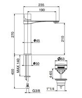 Смеситель для раковины Webert ONE-B , черный/сталь арт-NB830402441 — фото 2, Смесители для раковины