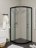Душевой уголок Ceruttispa Viva 100x100 VIVA100B 8412 профиль Черный стекло прозрачное — фото 4, Душевые уголки четверть круга