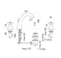 Смеситель для раковины Fiore MARGOT , бронза арт-26ZZ0628 — фото 2, Смесители для раковины