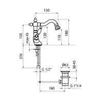Смеситель для биде Webert Dorian , золото арт-DO710402010 — фото 2, Смесители для биде