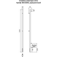 Полотенцесушитель электрический Terminus Стойка UNO проф 120, белый 4670078561985 — фото 2, Электрические полотенцесушители