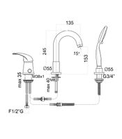 Смеситель на борт ванны Fiore NEXUS , хром арт-43CR1455 — фото 2, Смесители на борт ванны