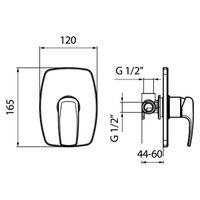 Смеситель для душа встраиваемый Webert Kimono , хром арт-KI880101015 — фото 2, Встраиваемые смесители для душа