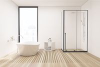 Душевой уголок Allen Brau Fantasy 120x80 3.11006.31 + 3.11012.31 профиль Черный матовый стекло прозрачное — фото 4, Прямоугольные душевые уголки