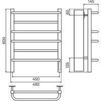 Полотенцесушитель электрический Terminus Евромикс П6 45х60 КС 903, белый матовый 4670078557001 — фото 2, Электрические полотенцесушители