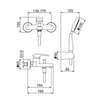 Смеситель для ванны Webert Kimono , хром арт-KI850101015 — фото 2, Смеситель для ванны