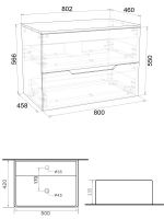 Orange Line Li-80TuwMDF+B04-500W тумба с раковиной подвесная 80 см, белый Li-80TuwMDF+B04-500W — фото 2, Тумбы с раковиной
