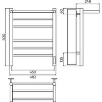 Товар: Полотенцесушитель электрический с полкой Terminus Аврора П6 450х60 КС, черный муар 4670078556929 - фото 2 Полотенцесушитель электрический с полкой Terminus Аврора П6 450х60 КС, черный муар 4670078556929 — фото 2, Электрические полотенцесушители