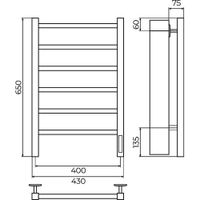 Полотенцесушитель электрический Terminus Ватикан П6 40х65 4670078557148 — фото 2, Электрические полотенцесушители
